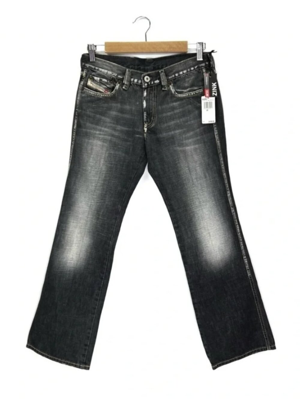 NWT Y2k Vintage Diesel Low Rise Black Faded Zink Bootcut Jeans Size 28 Grunge
